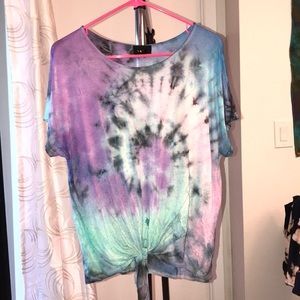 Tie dye front knot T-shirt